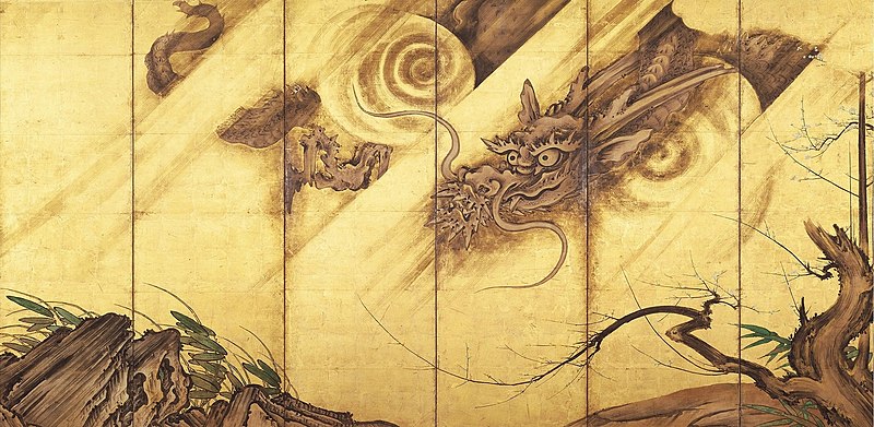 Ryūko-zu Byōbu by Kanō Sanraku(Part of the dragon), Kanō Sanraku