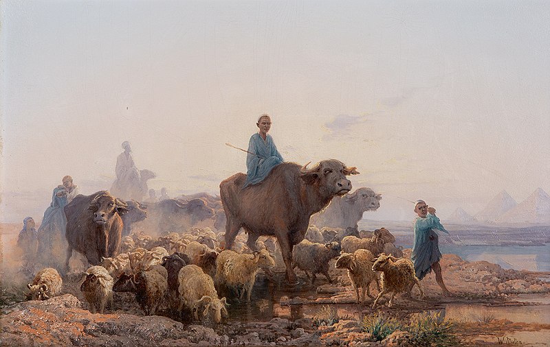 Shepherds with Their Flock in Front of the Pyramids of Giza, William James Müller, between 1838 and 1840