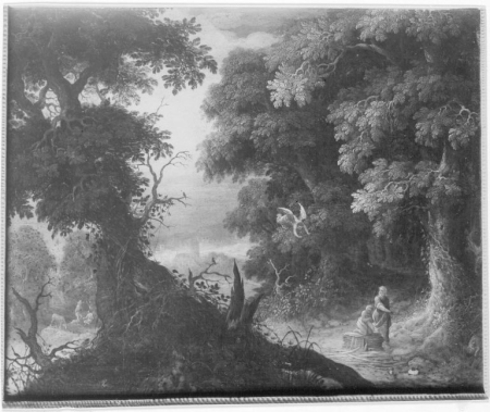 Wooded landscape with the sacrifice of Isaac (Genesis 22), Abraham Govaerts, between 1589 and 1626