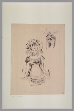 Redon - Idole et mains tenant une fleur, RF 40610, Recto, Odilon Redon