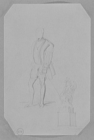 Studies of a man and a statue of Jupiter, Gustave Moreau, between 1850 and 1895
