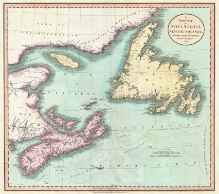 A New Map of Nova Scotia, Newfoundland & c., From the Latest Authorities., John Cary, 1807 (dated)
