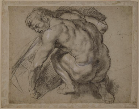 Study of a man lifting a heavy object, Peter Paul Rubens, between 1600 and 1640