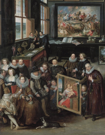 Cornelis van der Geest's Kunstkammer in Antwerp during the visit of the Archdukes Albrecht and Isabella in 1615, Peter Paul Rubens, 1628