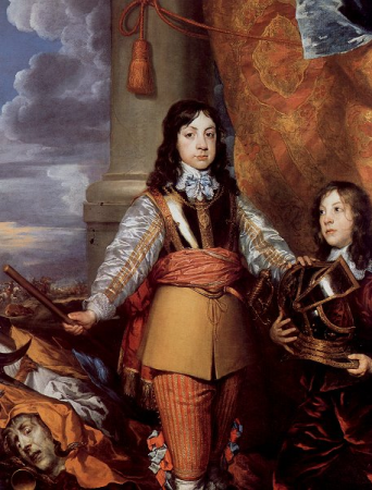 Allegorical portrait of Charles II of England when Prince of Wales with a page on the right and the head of Medusa bottom left, William Dobson, circa 1642