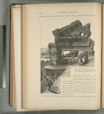 The Arch of Triumph, Damascus. At the western side of the Great Mosque, as seen from a roof of a house in the Book Bazaar. When entire its width was eighty feet and its height seventy feet., 1881