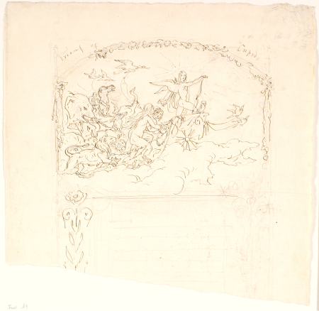 Sketch for vignette with Eros as the lord of creation, Lorenz Frølich, 1860