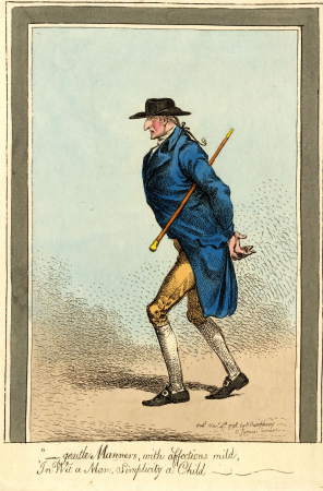 "-gentle Manners, with affection mild. "In wit a man, simplicity a child-, James Gillray, 1798