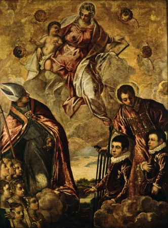 Saint Lawrence and a Bishop Saint with a Group of Children interceding with the Virgin and Child, Jacopo Tintoretto