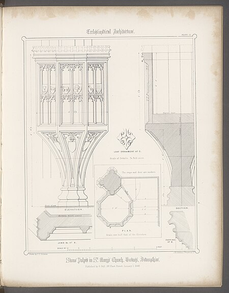 Examples of antient pulpits existing in England: selected and drawn form sketches and measurement taken on the spot, with descriptive letter-press, Francis Thomas Dollman