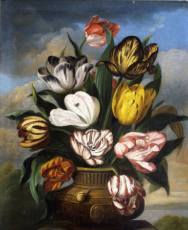 Tulips in a Vase, with a Caterpillar, James Sillett
