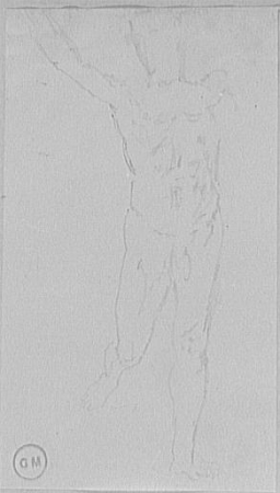 Study of a naked man standing from the front, Gustave Moreau, between 1850 and 1895