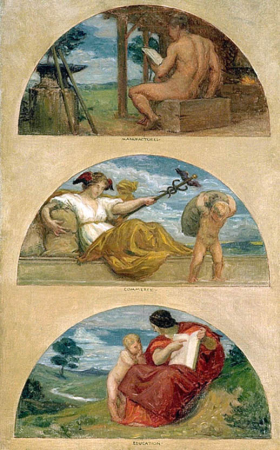 The Progress of Civilization: The Forge, Commerce, and Education (mural study, State Capitol, Des Moines, Iowa), Kenyon Cox, between 1905 and 1906