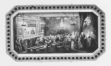 Snuffbox with theatrical scenes of a rope dancer and a puppet show, Louis-Nicolas Van Blarenberghe, 1778–79