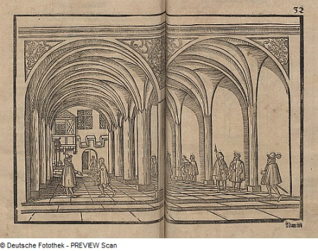 Room with cross vault in central perspective, 1618