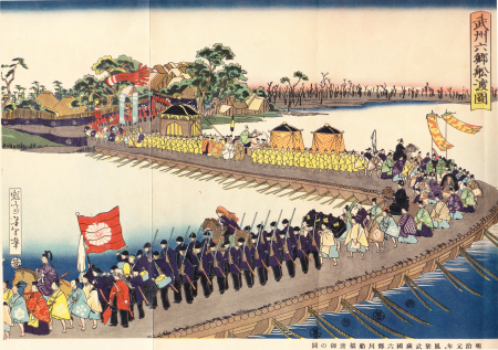 武州六郷船渡図 Bushu Rokugo funawatashi no zu, Yoshitoshi, Published in 1868