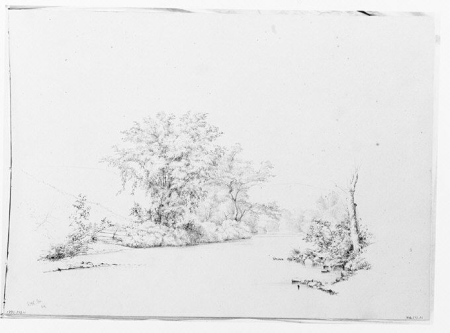 River View [Delaware?] Bordered by Trees (from Sketchbook), Thomas Hewes Hinckley, 1864