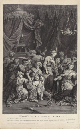 Alexander de Grote bij de familie van Darius Superatis hostibus regium est abstinere. (titel op object), RP-P-OB-67.632A, Gérard Edelinck, between 1666 and 1707