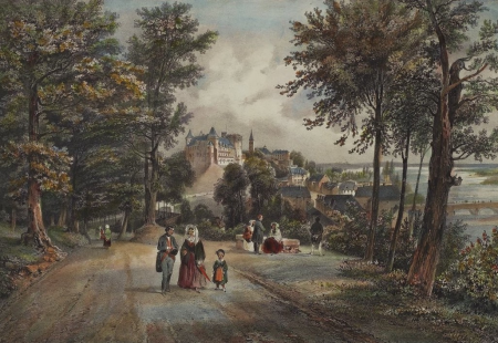 View of the castle of Pau taken from the Park (Basses Pyrenees), Louis-Julien Jacottet, between 1841 and 1842