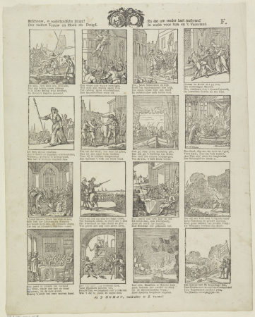 Beschouw, o vaderlandsche jeugd Der vadren trouw en moed en deugd. En dat uw teeder hart ontbrand' In zucht voor hun en 't vaderland (titel op object), RP-P-OB-204.358, Gerrit Oortman, between 1806 and 1830