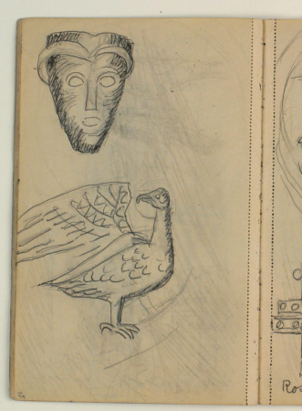 Studies of mask and bird, probably after publisher, Niels Larsen Stevns