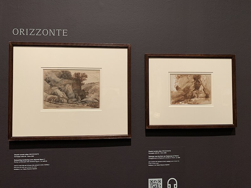 Draughtsman at Neptune's Grotto in Tivoli, Claude Lorrain, 1640