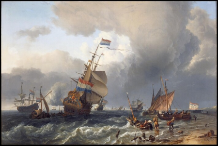 Return of the Hollandia in the Landsdiep near Huisduinen, Ludolf Backhuysen II, between 1666 and 1667