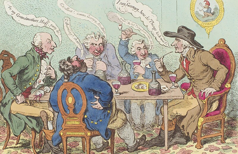 The feast of reason, and the flow of soul,' - ie - the wits of the age, setting the table in a roar, James Gillray, published 1797