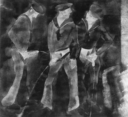Three sailors urinating, Charles Demuth, circa 1930