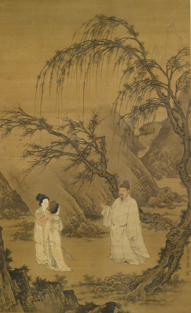 Wang Xianzhi [Wang Hsien-Chih] and Two Wives Among Willows and Rocks, Tang Yin, between 1500 and 1525