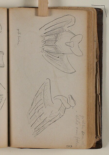 Two studies of vultures, seen from the front and from the side, Niels Larsen Stevns