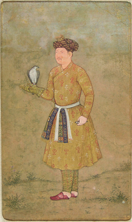 Khan ‘Alam, Mughal Emperor Jahangir’s Falconer and His Ambassador to Iran, with a Sparrow Hawk, Govardhan