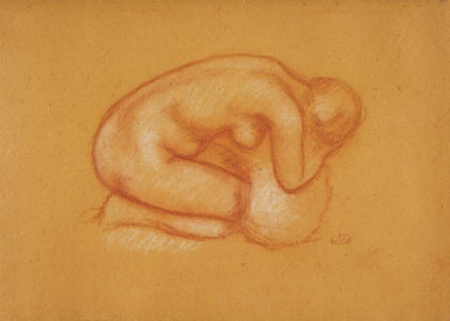 Kneeling model with head resting in hands, facing right, Aristide Maillol