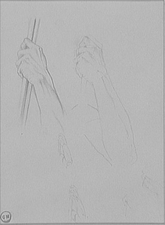 Arm and Hand Study Sheets for Oedipus and the Sphinx, Gustave Moreau