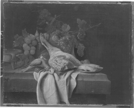 Still Life with Pork Leg and Parrot, Peter Jacob Horemans, 1765