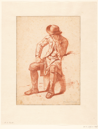 Zittende boer die pijp rookt, RP-T-1898-A-3998(R), Wouter Johannes van Troostwijk, 1806