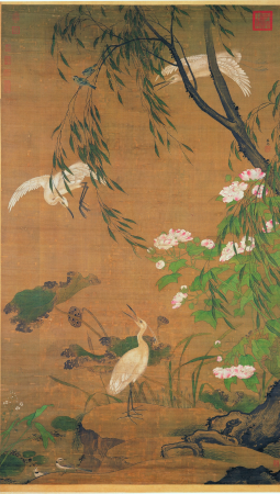 Egrets and Hibiscus in Autumn, Lü Ji