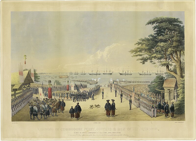 Landing of Commodore Perry, Officers and Men of the Squadron... by Eliphalet M. Brown, Jr., after Peter Bernard William Heine, 1855, color lithograph with hand-coloring on paper, from the National Portrait Gallery - NPG-8200262B 1, Eliphalet Brown Jr.