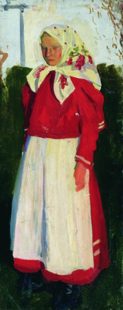 Dunya in Red by Boris Mikhailovich Kustodiev - 1903-1905, Boris Kustodiev, between 1903 and 1905