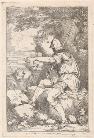 Banditti taking his post (no.4 from Fifteen Etchings dedicated to Sir Joshua Reynolds), John Hamilton Mortimer, 1778