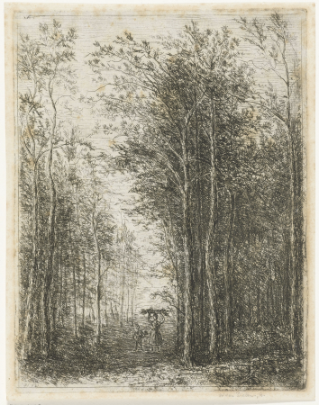 Boslandschap met houtsprokkelaars, RP-P-1938-949, Willem Matthias Jan van Dielen, between 1815 and 1867