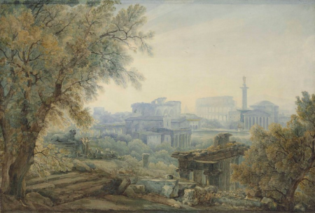 A Capriccio with Roman Architecture with Trajan's column Abraham-Louis-Rodolphe Ducros c.1785, Abraham-Louis-Rodolphe Ducros, c. 1785
