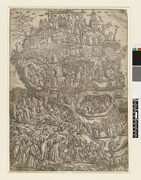 Composite rotting head of a monk representing an allegory of iconoclasm, Marcus Gheeraerts the Elder, between 1560 and 1570
