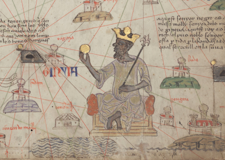 Detail from the Catalan Atlas Sheet 6 showing Mansa Musa, 1375 AD