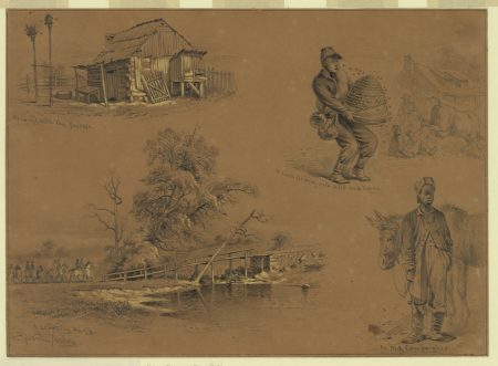 "Gone off with the Yanks" ; A land flowing with milk and honey ; A scouting party ; An old campaigner LCCN2004661508, 1876