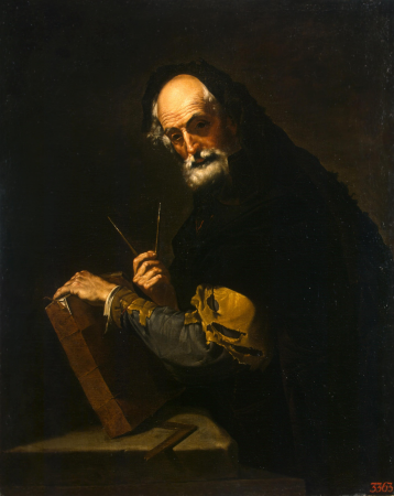 Ribera - Author of the original - Philosopher with a Book, Compasses and Drawing Rule (copy from the lost original), ГЭ-9193, Jusepe de Ribera