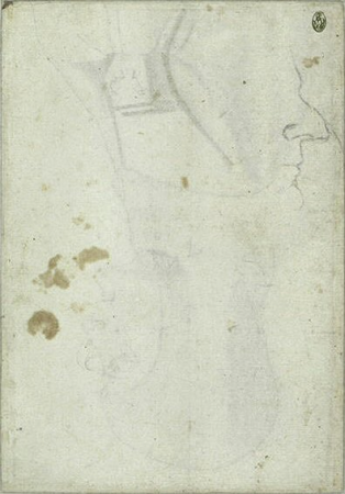 Sketch of a man's head and nose, mouth and chin of a face in profile, Pisanello