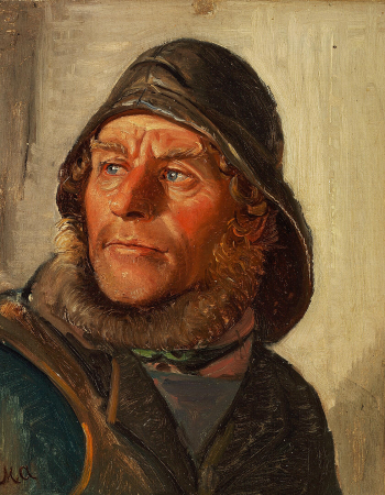 A Skagen fisherman wearing a sou'wester., Michael Peter Ancher, between 1867 and 1927