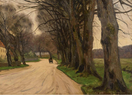 Allé with cart at Herlufsholm, Arthur Nielsen, 1927