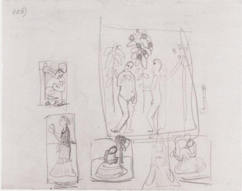 Sketch sheet with six figurative compositions, Paula Modersohn-Becker, 1906/07